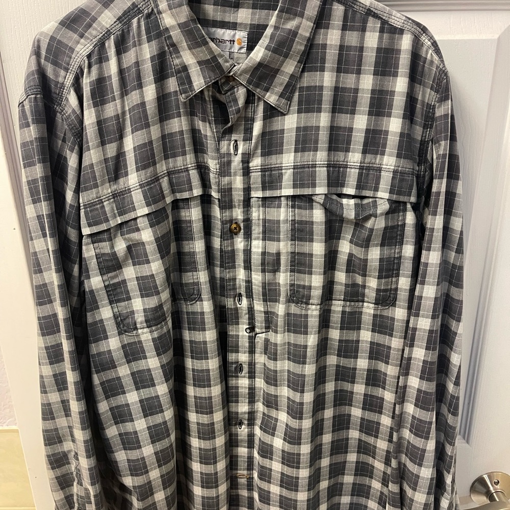 Carhartt Black and Gray Plaid Casual Shirt
